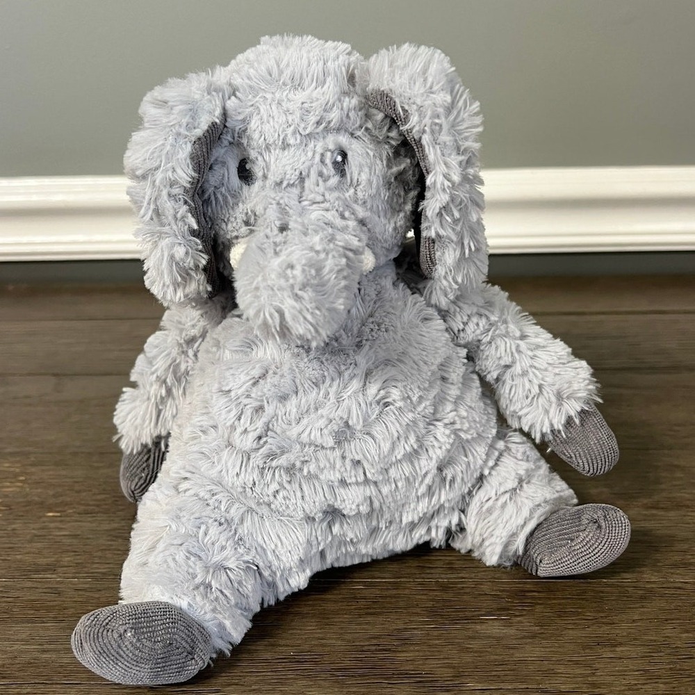 First Impressions Gray Elephant Plush Stuffed Animal Shaggy Soft Toy Nursery